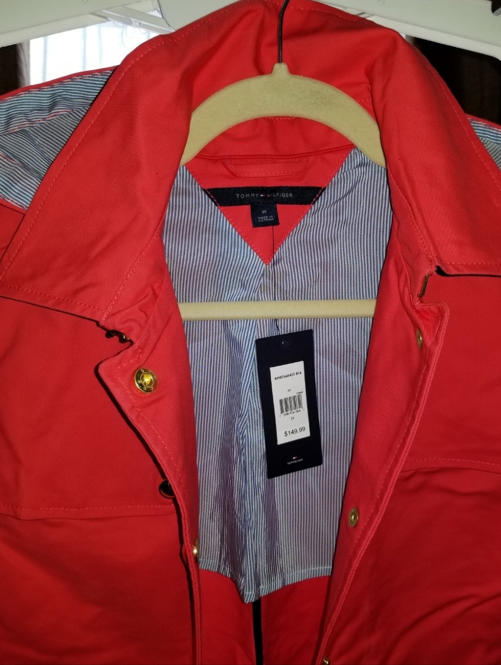 Tommy Hilfiger Women's Bright Coral Utility Jacket/ Rain Coat , Sz M - Picture 3 of 3